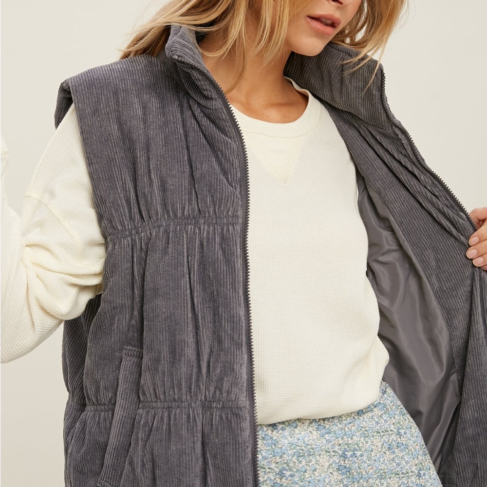 Corduroy Puffer Vest - Size M